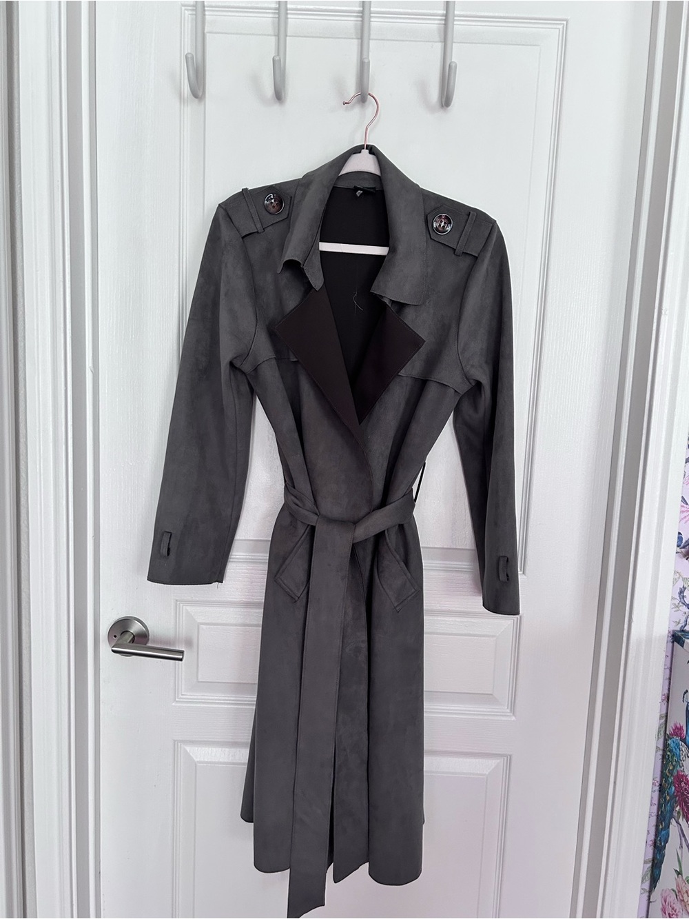 Love Token Suede Trench Coat